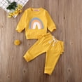 thumbnail image 2 of Bagilaanoe 2pcs Toddler Baby Girl Boy Long Pants Set Rainbow Print Long Sleeve Pullover Tops + Trousers 6M 12M 18M 24M 3T Kids Casual Outfits, 2 of 6