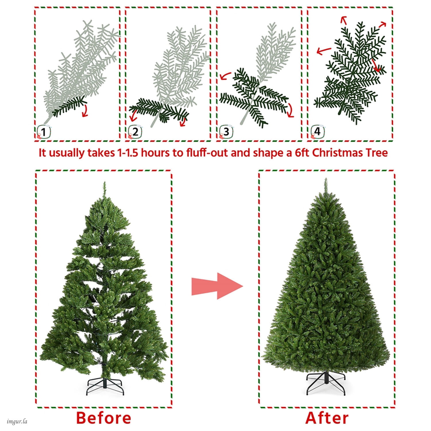 Alden Design 6FT Ultra-Thick Pre-Lit Hinged Artificial Christmas Tree with 450 Lights,Green