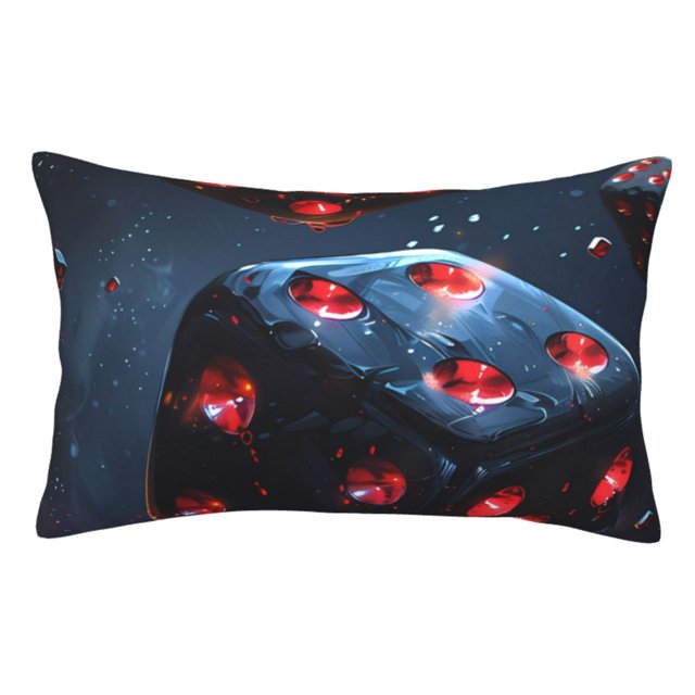 Fotbe Cosmic Red Sparkle Dice Funda de Almohada Decorativa Estilo Occidental, Lujo en Algodón, Fundas para Almohadas King, Cojín Estampado para Decoración del Hogar-14"x20"