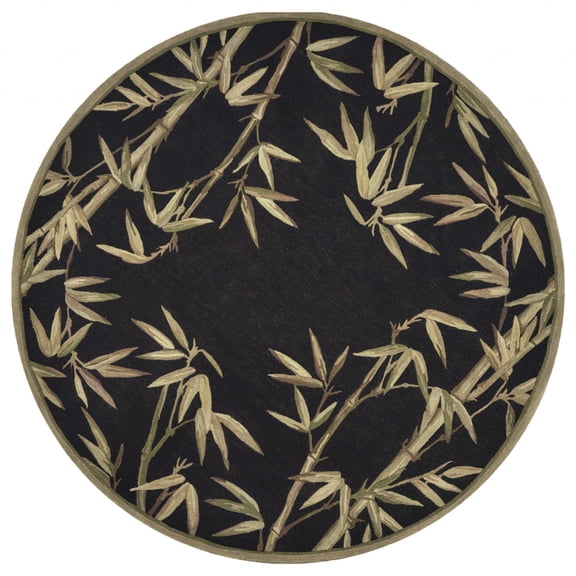 7'6" Round Wool Black Area Rug