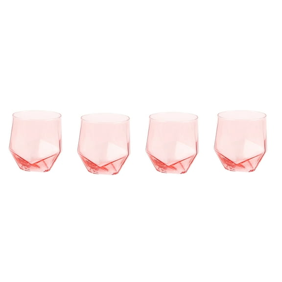 Just Feed Me by Jessie James Decker 4-Piece 15-Ounce Stemless Wine Glass Set, Dusty Rose