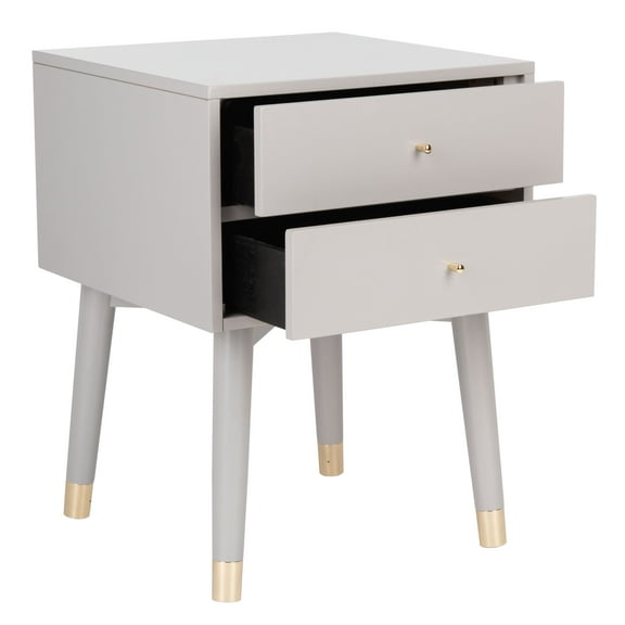SAFAVIEH Lyla Mid-Century Retro Silver Cap Nightstand, Grey/Gold