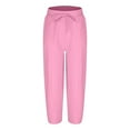thumbnail image 3 of Bnwani Pants for Girls Harem Pants Solid Color Elastic Waist Casual Loose Pants with Pockets Pink, 3 of 8