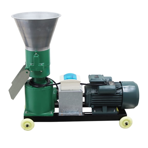 220V Chicken Feed Pellet Mill Machine 6MM Animal Feed Grinder Granulator 2 Head Rollers
