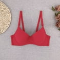 thumbnail image 2 of Plus Size Nursing Bra Women Solid Underwear Small Breasts Push Up Detachable Double Shoulder Straps Underwire Bra V-Neck T-Shirt Bra Hook and Eye Closure Training Bra Style Y-57 , Red L, 2 of 2