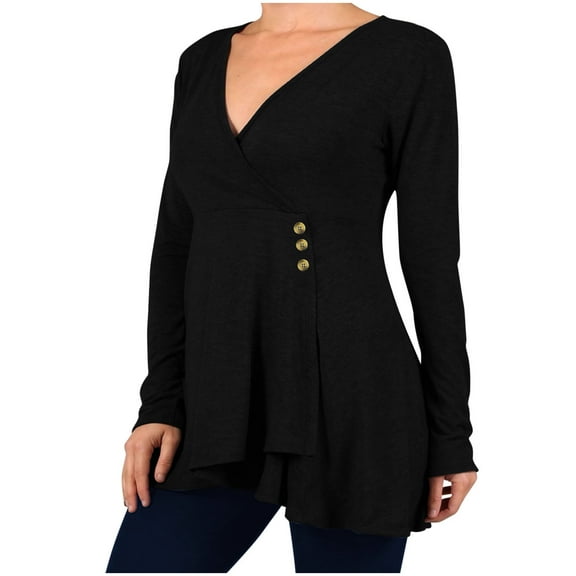 Sweaters for Women Long Sleeved V-Neck Casual Solid Color Sweater Womens Sweaters Plus Size Black XXL