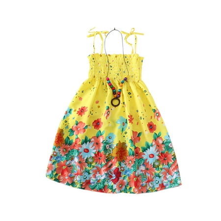 

BELLZELY Toddler Girl Clothes Clearance Mommy And Me Clothes Rainbow Sling Dress Boho Beach Mother Daughter Dresses Family Look Contains Necklace Gift