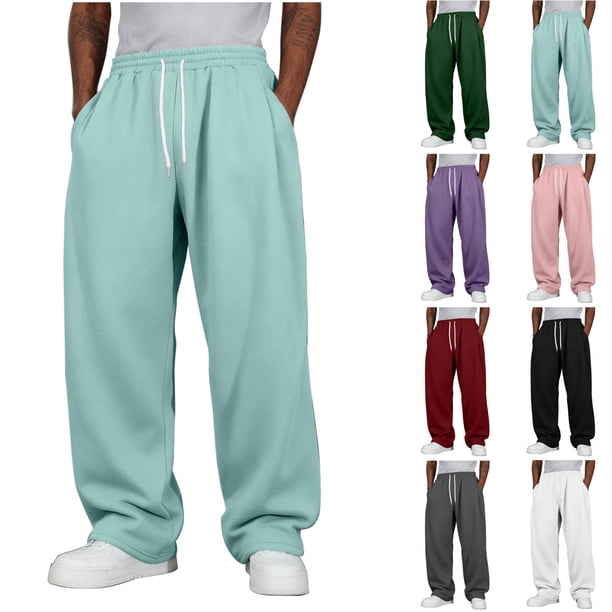 Pincandy Men's Casual Sweatpants - Elastic Waist with Drawstring & Side Pockets, Sporty Style for Workout & Daily Wear