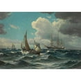 thumbnail image 3 of Vilhelm Bille 14x11 Black Modern Framed Museum Art Print Titled - Fishing Boat and Steam Sailor on a Moving Lake (1880), 3 of 5