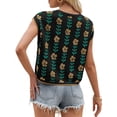 thumbnail image 4 of Cap Sleeve Flower Print Women Casual Knit Crop Tops Sweater Vest, 4 of 6