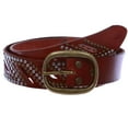 thumbnail image 2 of 1 1/2" Oval Snap on Perforated Nailhead Studded Cowhide Solid Leather Belt, 2 of 4
