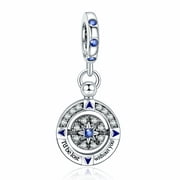 925 Sterling Silver Charm for Pandora Bracelets Women Silver Compass I'd be lost without you Dangle Charm Necklace Pendant Girl Gifts