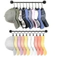 thumbnail image 1 of iDiskk Paquete de 2 Percheros Metálicos para Gorras de Béisbol con 10 Ganchos, 10 Clips Circulares con Capacidad para 20 Gorros, Negro, 1 of 8