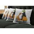 thumbnail image 2 of Ambesonne Funny Throw Pillow Cover 4 Pack, Italian Frog Motorcycle, 18", Green Black Orange, 2 of 6