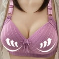 thumbnail image 2 of KBODIU Everyday Bras for Women, Plus Size Comfort Bras, Women's Ultimate Lift Wirefree Bra Non Steel Ring Print Sexy Four Breasted Bra Underwear Bras No Underwire Purple, 2 of 3
