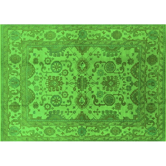 Ahgly Company Indoor Rectangle Oriental Green Industrial Area Rugs, 2' x 3'