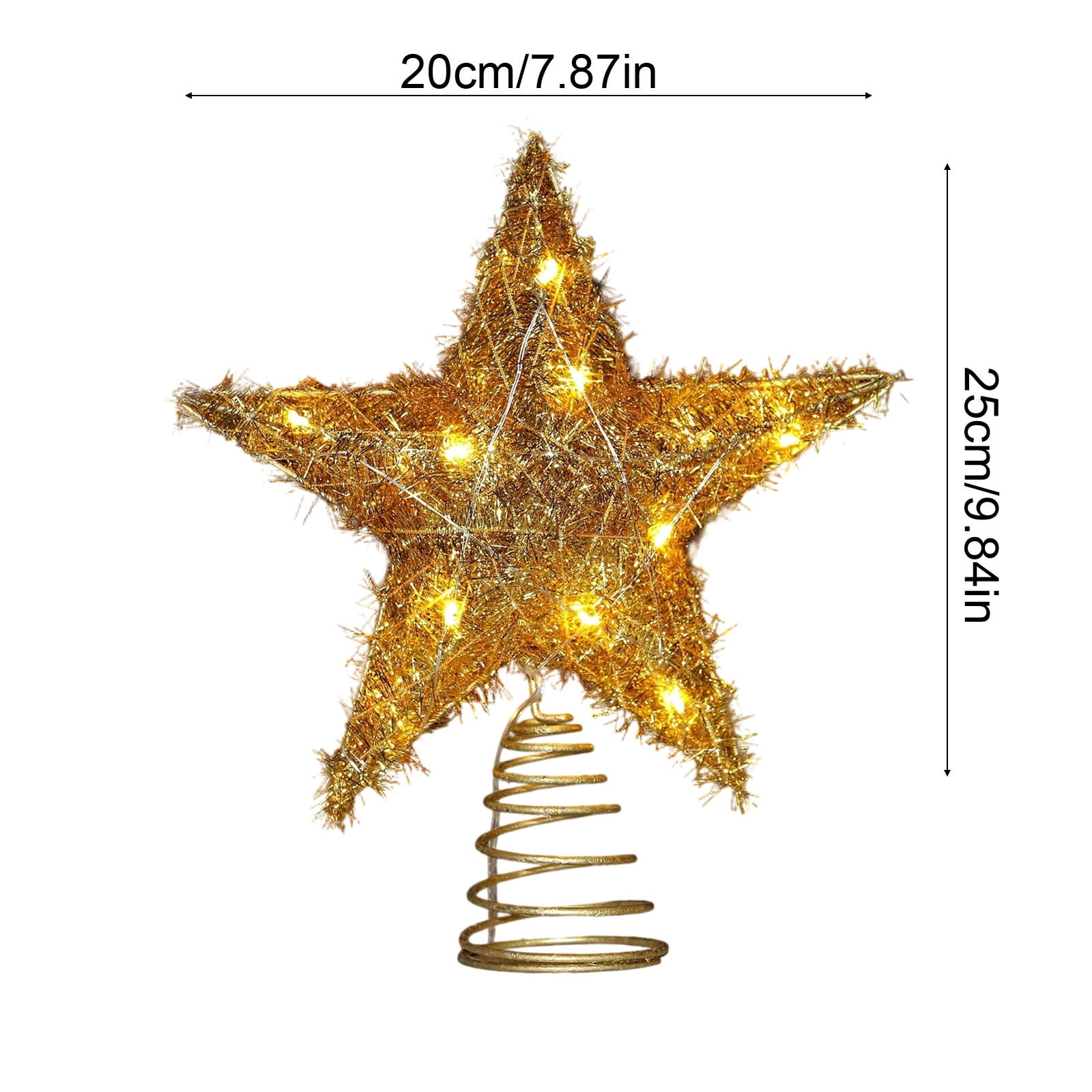 InsCrazy Christmas Star Tree Topper with LED Lights 9.8in/25cm Living Room Christmas Decoration Indoor Xmas Tree Top Ornaments for Christmas Party