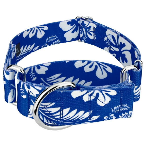 Country Brook Petz® 1 1/2 inch Royal Blue Hawaiian Martingale Dog Collar, Large
