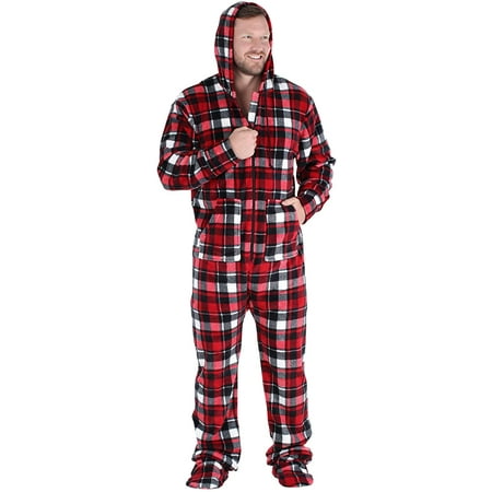 Men’s Fleece Hooded Footed Onesie Pajamas | Walmart Canada