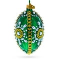 thumbnail image 2 of White Pearls on Green Glass Egg Christmas Ornament 4 Inches, 2 of 4