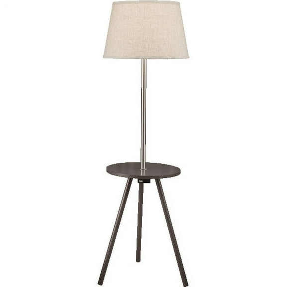 NEW Brushed Steel Body Beige Fabric Shade with Espresso Table Finish 56" Lamp 6952