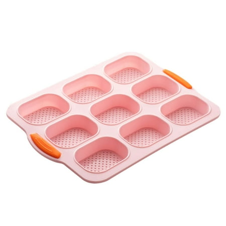 

CozyQx Bakeware 9 Grids Multi Color Kitchen Silicone Oval Cake French Bread Baking Pan Non Stick Kitchen Utility