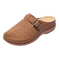 thumbnail image 5 of Rokment Women's Orthopedic Backless Sandals Beach Casual Buckles Closed Toe Arch Support Wedge Clogs Comfortable Platform Walking Mules Boho Retro Chunky Heels Dressy Slip on Slides Brown Size 8, 5 of 5
