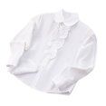 thumbnail image 4 of Uniform Shirts for Girls Ruffle Princess Lace Collar Long Sleeve Button Down Bowknot Blouse White 12-13 Years, 4 of 8