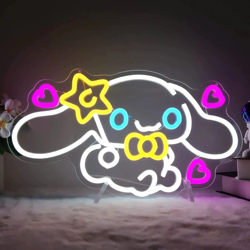 New Cartoon Cinnamoroll Colorful Neon Light | Cute LED Acrylic Night Light | Game Room Christmas Party Christmas Decorations Light
