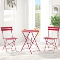 thumbnail image 1 of Sonerlic 3Pcs Foldable Outdoor Bistro Steel Patio Chairs with a Table,Cherry red, 1 of 7