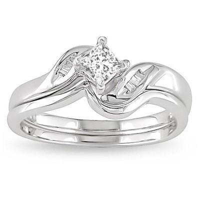 Perfect Moissanite Bridal Ring Set 1.50 Carat on 10k White Gold