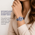 thumbnail image 2 of Jessica Simpson Women’s Blue Watch – Leather Band Dress Watch with Faceted Crystal Dial, Quartz Movement, Elegant Fashion Wristwatch for Women, 2 of 6