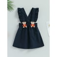 thumbnail image 2 of Wassery Toddler Baby Girl Overall Dress Sleeveless Square Neck Bear Suspender Dress Kids Summer A-line Dress for Casual Daily, 2 of 7