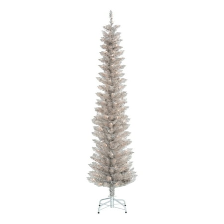 Holiday Time Pre-Lit Rose Gold Tinsel Christmas Tree, 6',