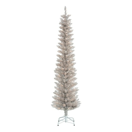 Holiday Time Pre Lit Rose Gold Tinsel Christmas Tree 6 Clear