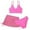 Pink, variant on REDARER Girls' 3 Piece Plain Swimsuit Wrap Bikini with Ruched Cover Up Skirt Set,Girls Swimsuit,10-11 Years