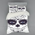 thumbnail image 2 of Ambesonne Sugar Skull Bedding Set 3 Pcs, Make up Girl, Twin, Black White and Blue, 2 of 3