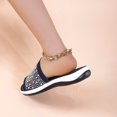 thumbnail image 4 of Pimfylm Outdoor Slippers For Women Women's Clear Studded Rhinestone Slide Sandals Slip on Open Toe Cute Flat Sandals for Summer Dark Blue 6.5, 4 of 4