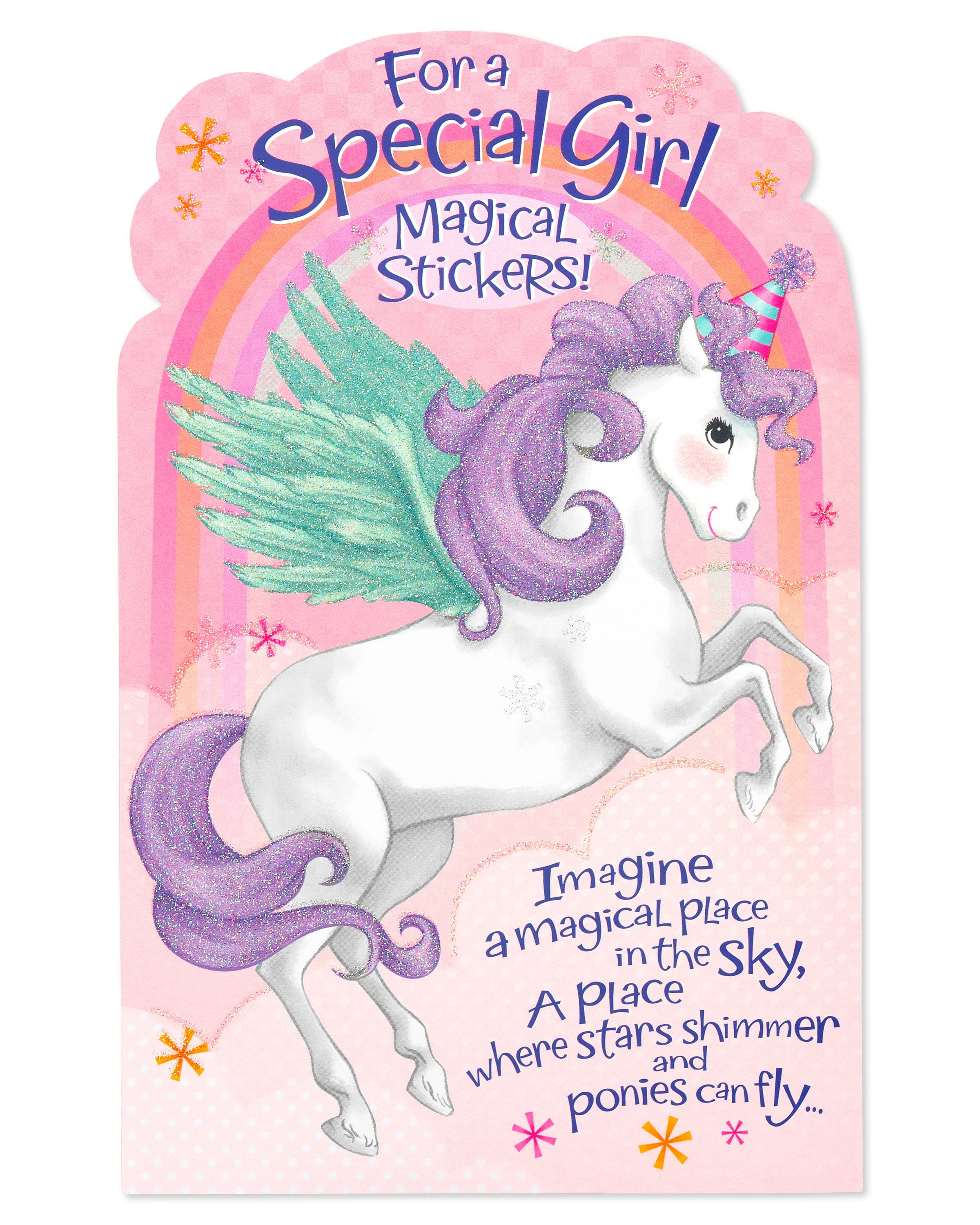 american-greetings-unicorn-birthday-card-for-girl-with-stickers-walmart-walmart