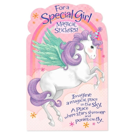 UPC 064319306932 product image for American Greetings Unicorn Birthday Card for Girl with Stickers | upcitemdb.com