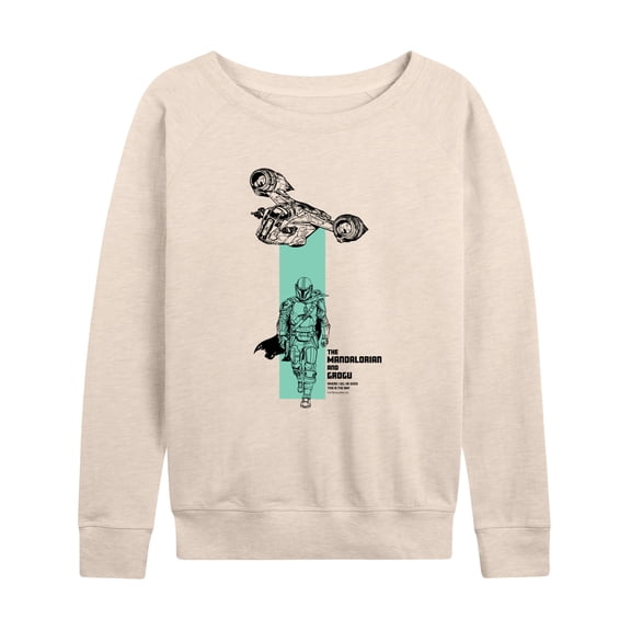 Star Wars - Color Block Lightweight French Terry Wide Neck Long Sleeve Graphic Shirt