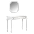 thumbnail image 6 of Euroco Vintage Vanity Desk with Octagonal Mirror – Distressed White Makeup Table with Storage Drawers & Carved Details, 6 of 8