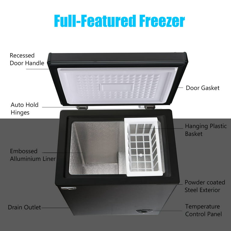 WANAI Chest Freezer 5 Cu.ft, Deep Freezer with Top Open Door ,Black 