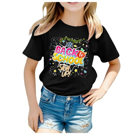 

Kids School Season Back To School Season Printed Casual Short Sleeve Top T Shirt Long Sleeve Shirt Long Sleeve Shirts Big Girls Girls Size 16 Clothes Toddler Girl Inner Wear Big Tall Top Top Sweaters