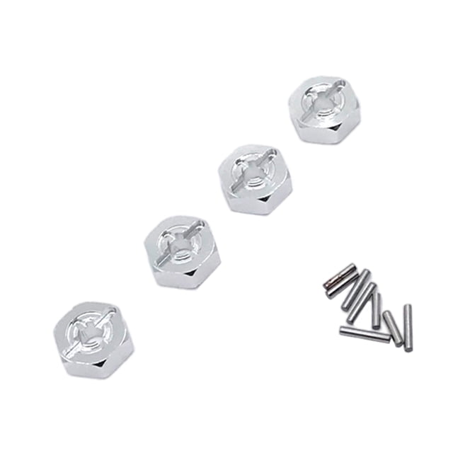 Juego de 4 adaptadores de conversión de eje hexagonal de rueda de coche RC Sunnimix Adaptador hexagonal para cubo de rueda Plata
