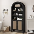 thumbnail image 3 of Hawsaiy 71" Arched Pantry Cabinet with Doors, Tall Arch Bookcase with Adjustable Shelves, Mid-Century Modern Kitchen Pantry Storage Cabinet for Living Room, Black, 3 of 10