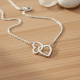 thumbnail image 6 of Sterling Silver Womens Dainty Double Interlocking Open Heart Love Charm Pendant Necklace Choker, 6 of 7