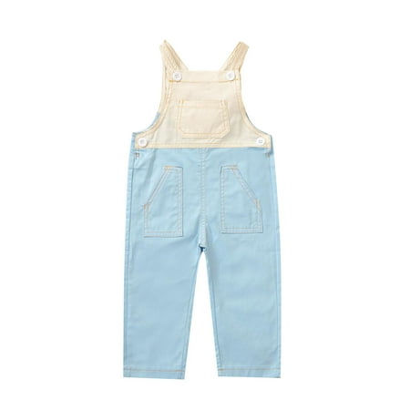 

Toddler Boys Girls Sleeveless Patchwork Colour Romper Jumpsuit With Pocket Clothes