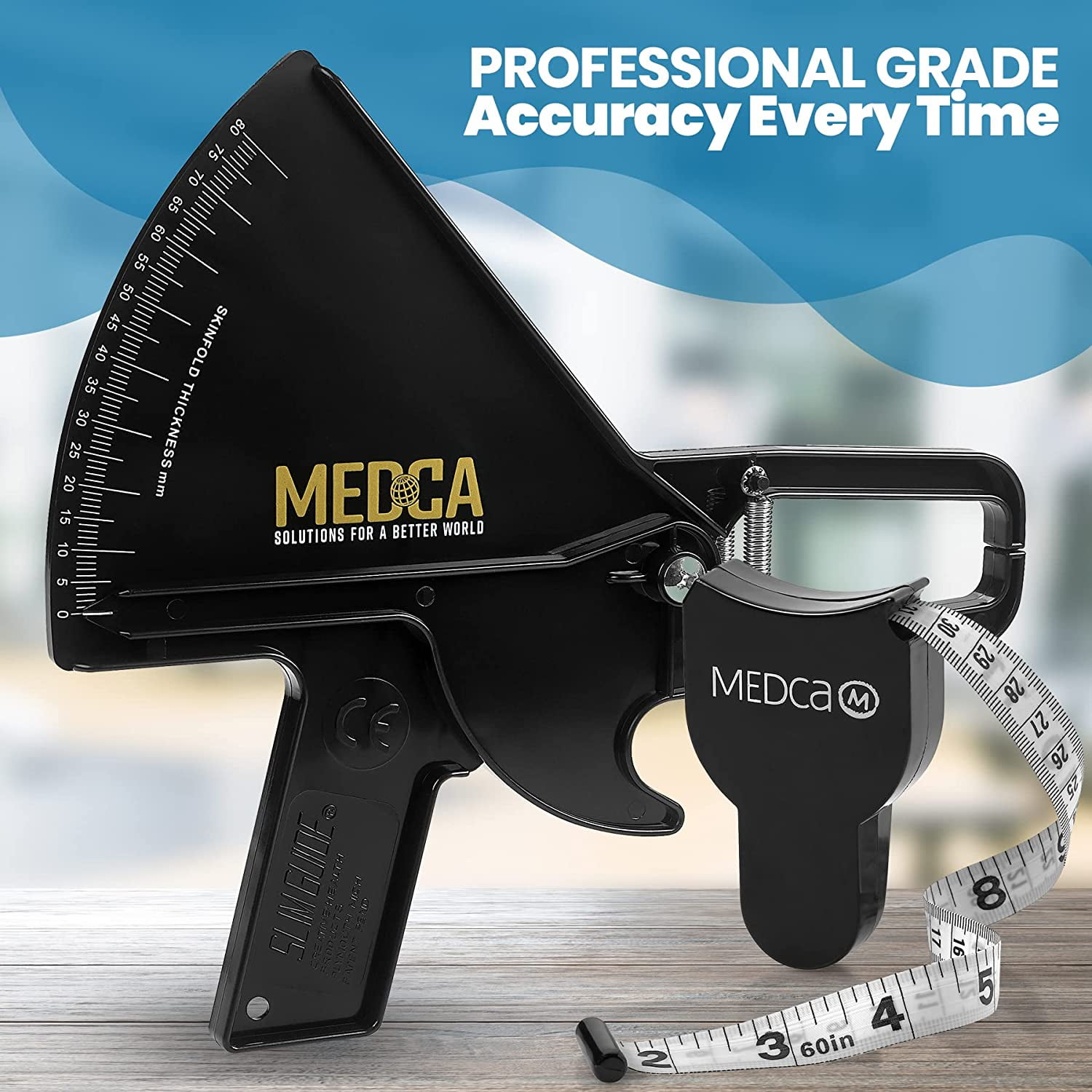 MEDca Pro Skinfold Caliper & Body Measurement Tape Precision Body Fat