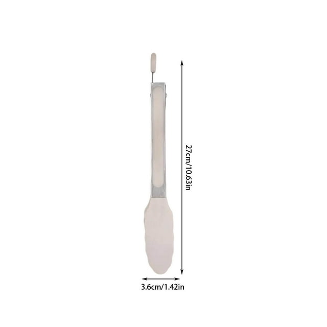 Silicone Cooking Utensils Set With White Wooden Handles 9 Inch Food Clip And Storage Bucket For Non Stick Pans